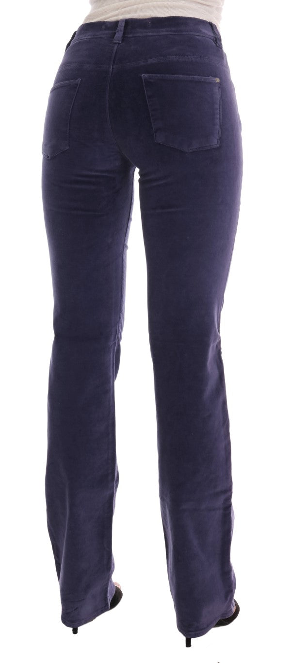 Ermanno Scervino Purple Corduroy Stretch Bootcut Pants Ermanno Scervino