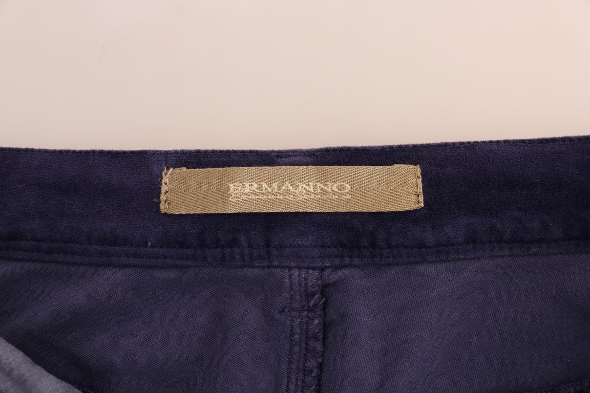Ermanno Scervino Purple Corduroy Stretch Bootcut Pants Ermanno Scervino