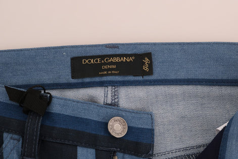 Dolce & Gabbana Blue GIRLY Striped Cotton Jeans Dolce & Gabbana