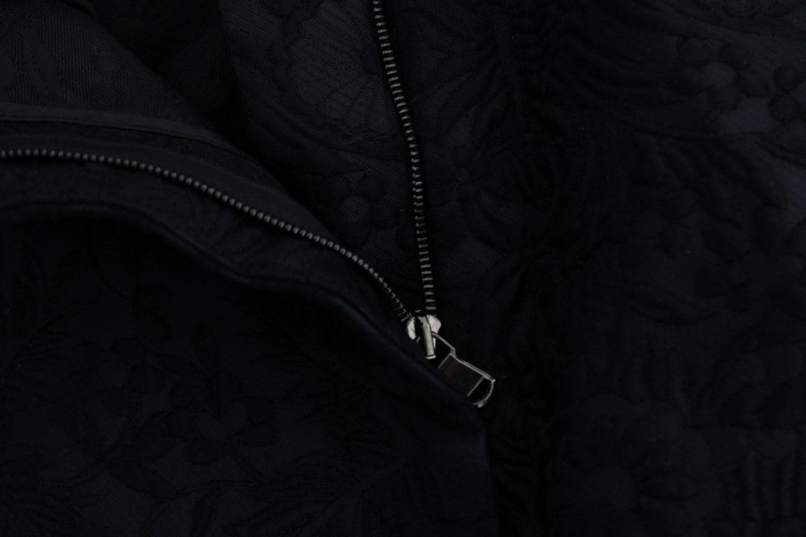 Dolce & Gabbana Black Brocade High Waist Capri Shorts Dolce & Gabbana