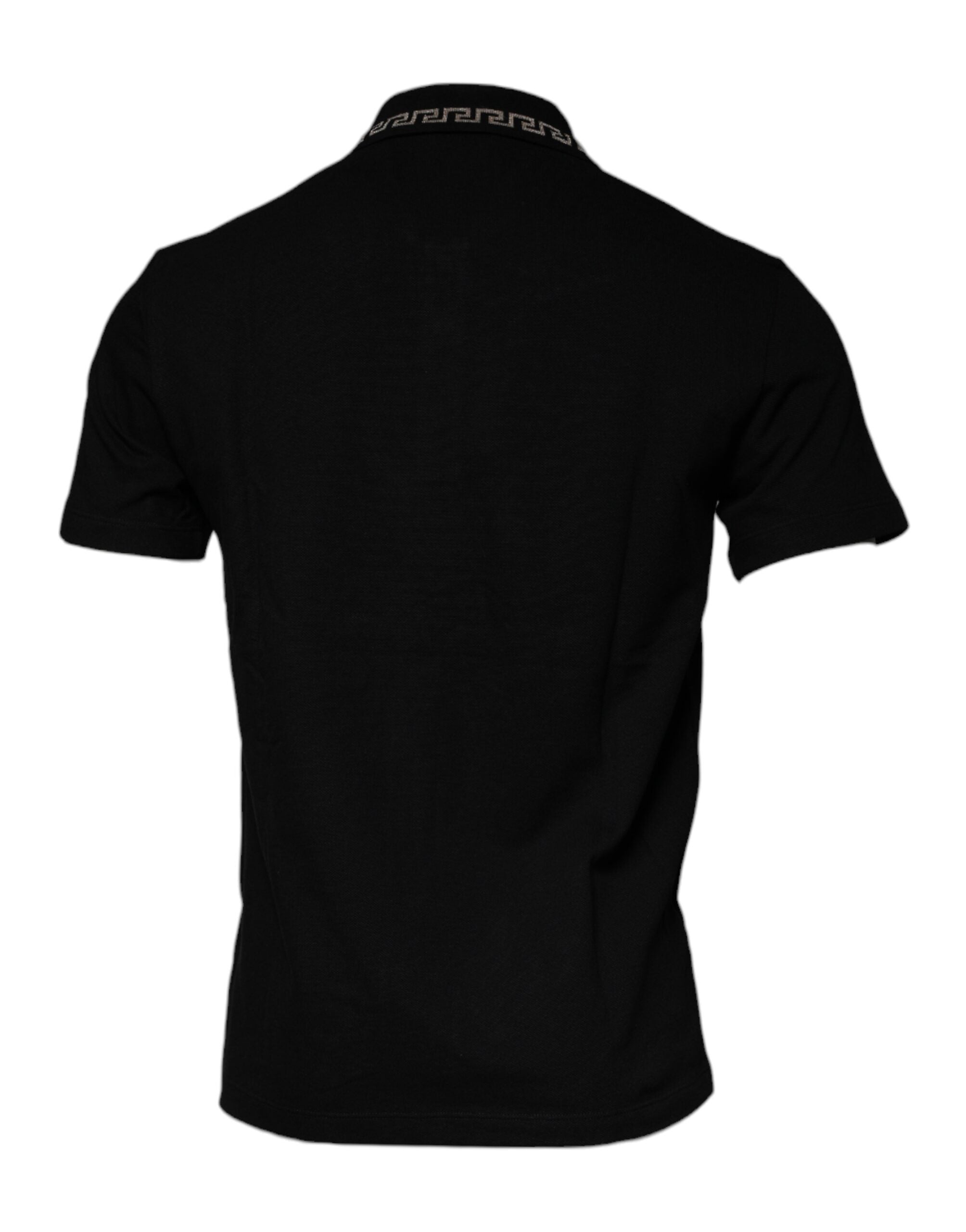 Versace Black Viscose Collared Polo Short Sleeves T-shirt Versace