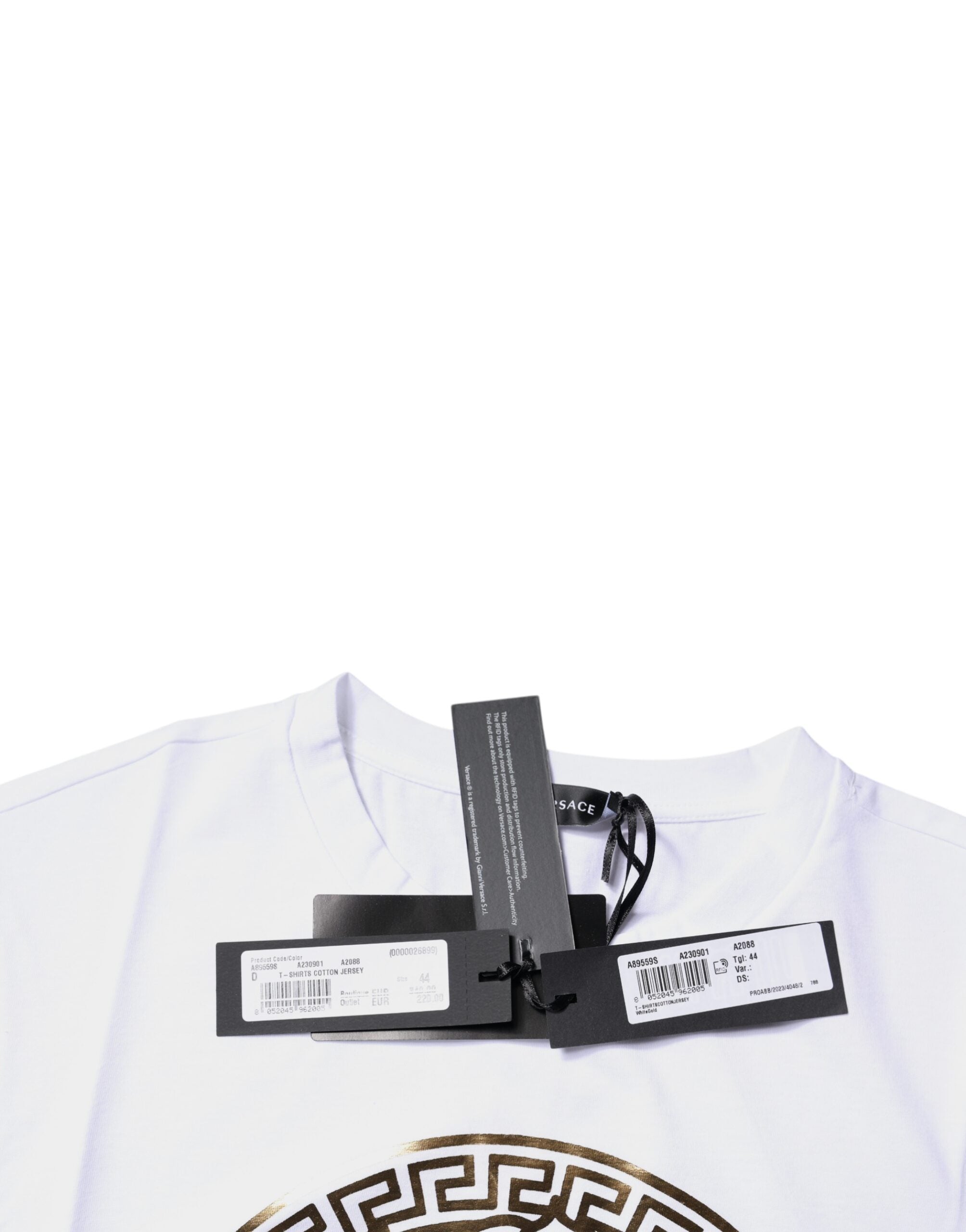 Versace White Medusa Print Cotton Crew Neck T-shirt Versace