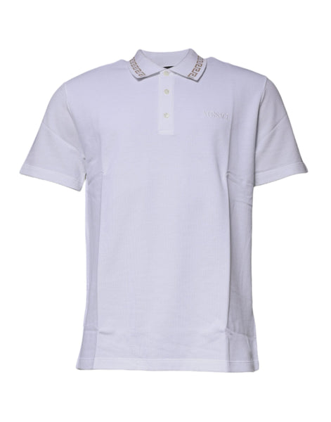 Versace White Viscose Collared Men Polo Short Sleeves T-shirt Versace