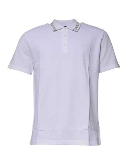Versace White Viscose Collared Men Polo Short Sleeves T-shirt Versace