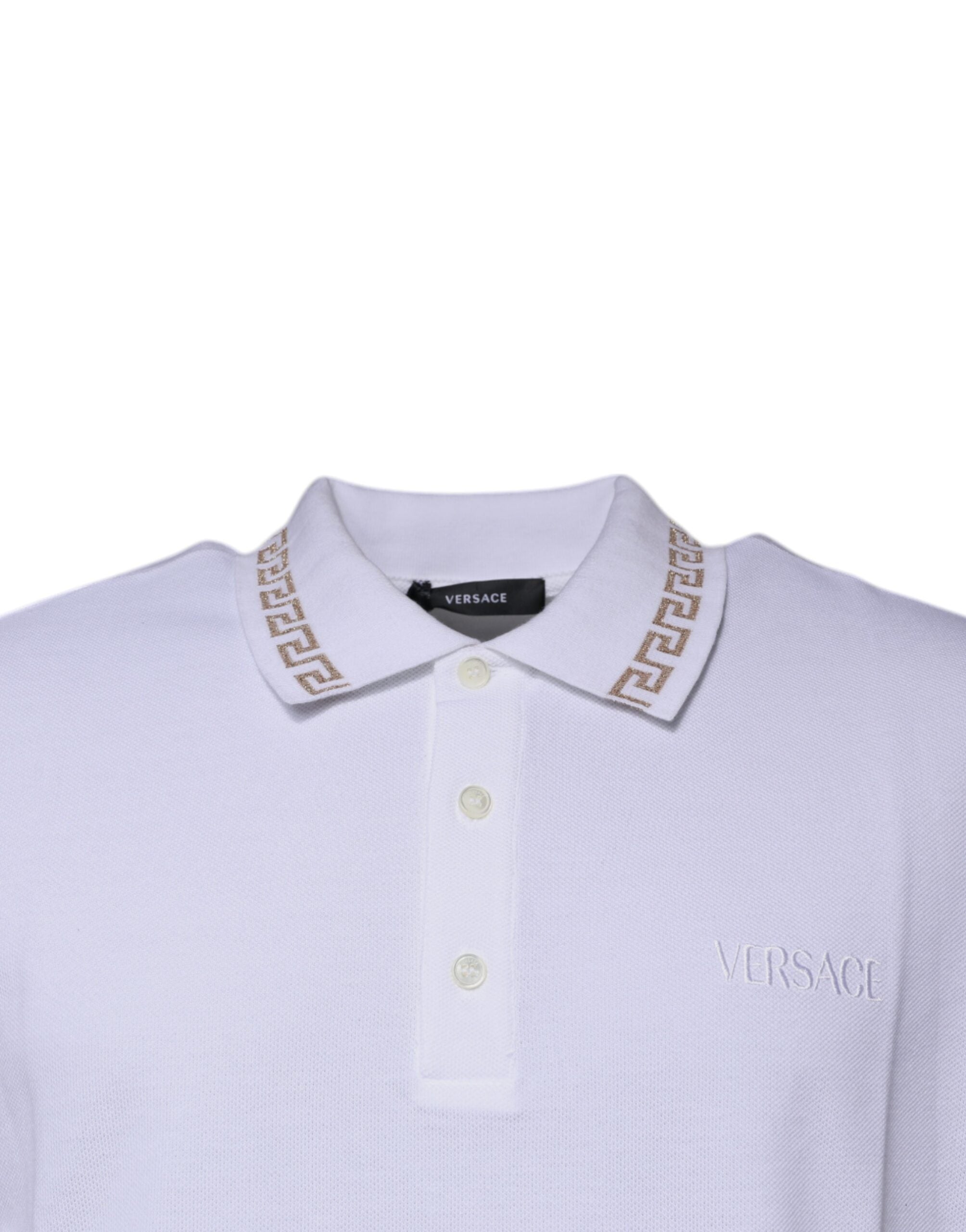 Versace White Viscose Collared Men Polo Short Sleeves T-shirt Versace