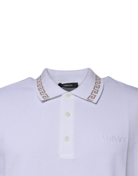 Versace White Viscose Collared Men Polo Short Sleeves T-shirt Versace
