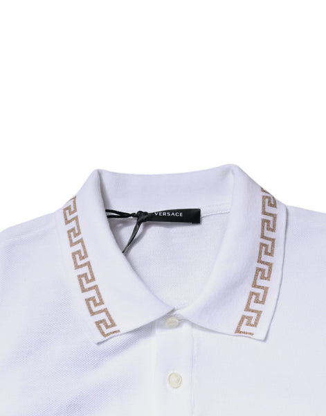 Versace White Viscose Collared Men Polo Short Sleeves T-shirt Versace