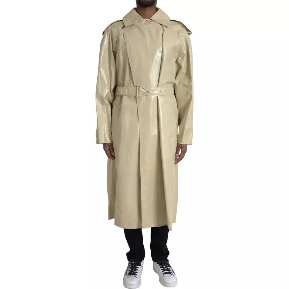Bottega Veneta Beige Lambskin Leather Trench Coat Jacket Bottega Veneta