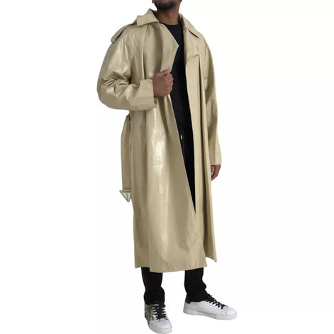 Bottega Veneta Beige Lambskin Leather Trench Coat Jacket Bottega Veneta