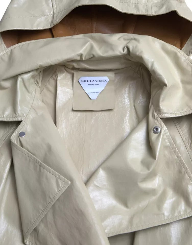 Bottega Veneta Beige Lambskin Leather Trench Coat Jacket Bottega Veneta