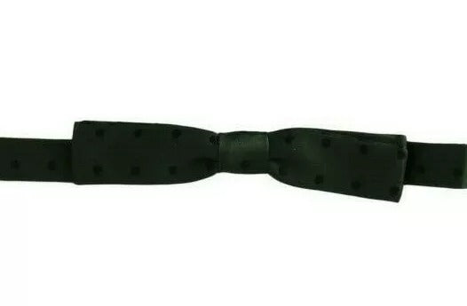 Dolce & Gabbana Green Dotted Silk Adjustable Neck Bow Tie Dolce & Gabbana