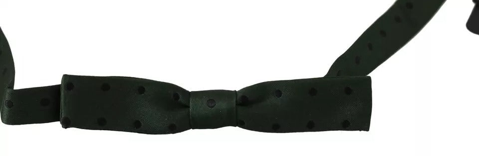 Dolce & Gabbana Green Dotted Silk Adjustable Neck Bow Tie Dolce & Gabbana