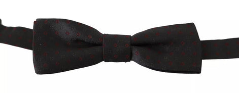 Dolce & Gabbana Gray Dotted Silk Adjustable Neck Bow Tie Dolce & Gabbana