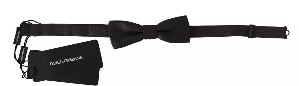 Dolce & Gabbana Gray Dotted Silk Adjustable Neck Bow Tie Dolce & Gabbana