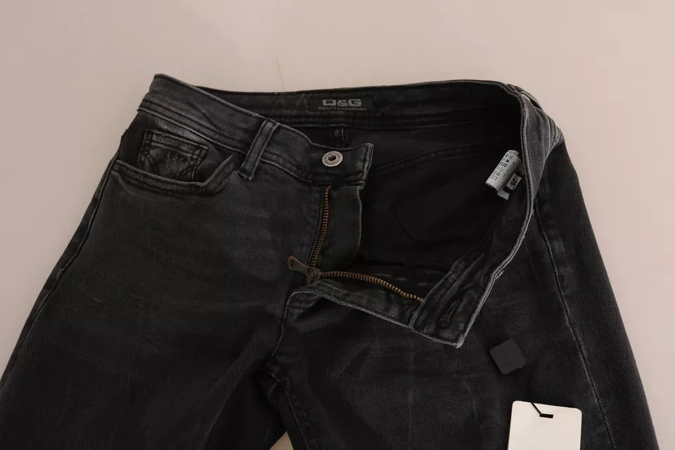 Dolce & Gabbana Black Slim Fit Cotton Jeans D&G Pants Dolce & Gabbana