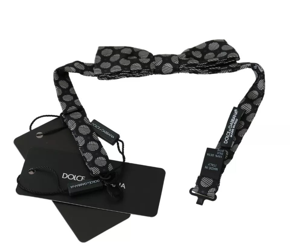 Dolce & Gabbana Black Silk Circles Men Necktie Bow Tie Dolce & Gabbana