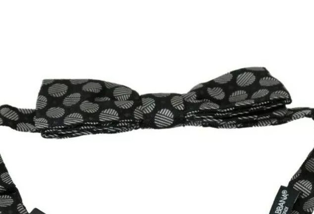 Dolce & Gabbana Black Silk Circles Men Necktie Bow Tie Dolce & Gabbana