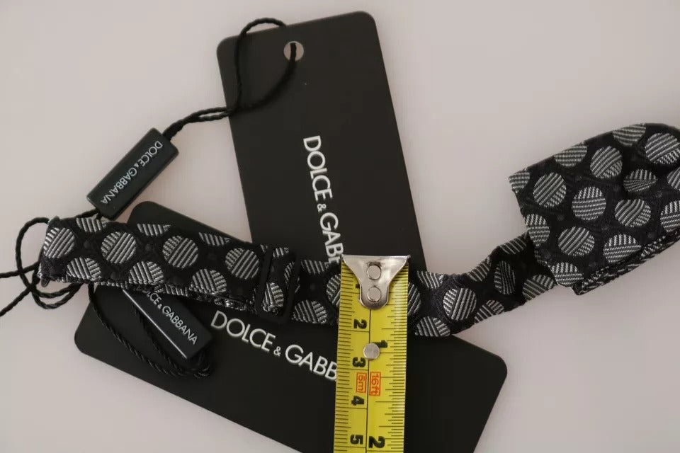 Dolce & Gabbana Black Silk Circles Men Necktie Bow Tie Dolce & Gabbana