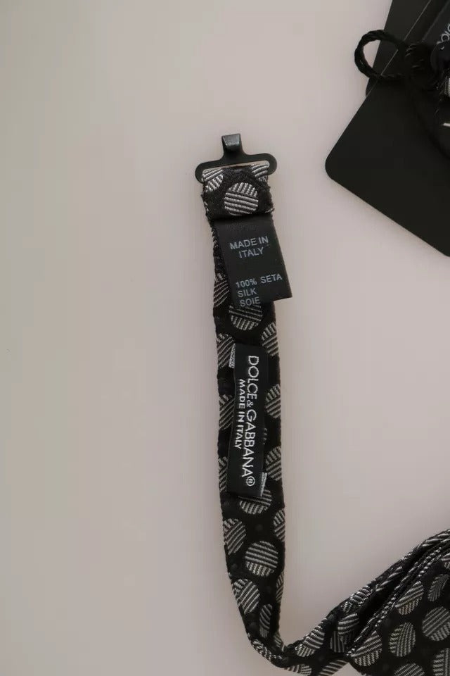 Dolce & Gabbana Black Silk Circles Men Necktie Bow Tie Dolce & Gabbana