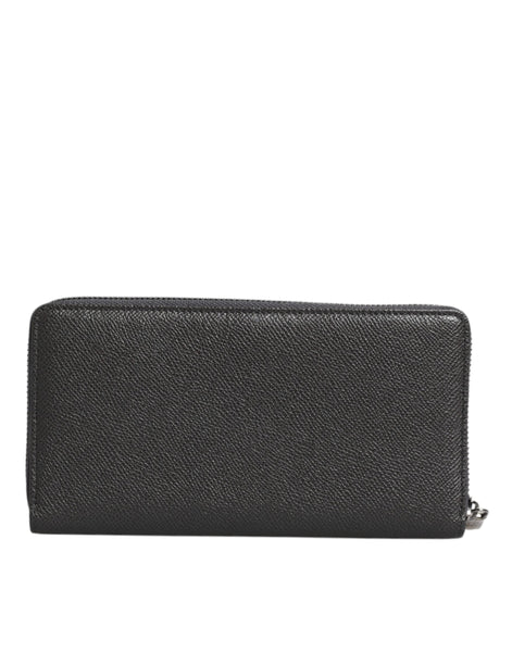 Dolce & Gabbana Dark Gray Leather DG Logo Zip Around Continental Wallet Dolce & Gabbana