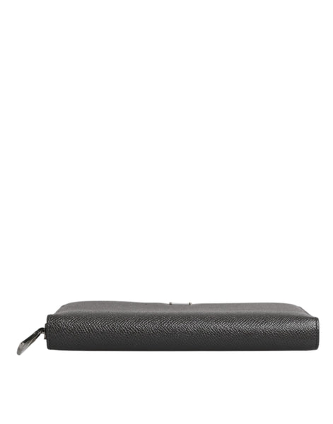 Dolce & Gabbana Dark Gray Leather DG Logo Zip Around Continental Wallet Dolce & Gabbana