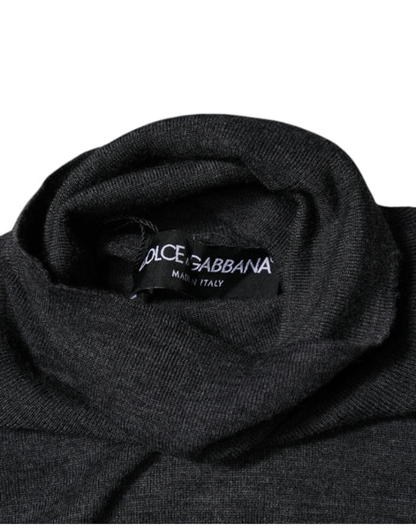 Dolce & Gabbana Gray Wool Knit Turtleneck Pullover Sweater Dolce & Gabbana