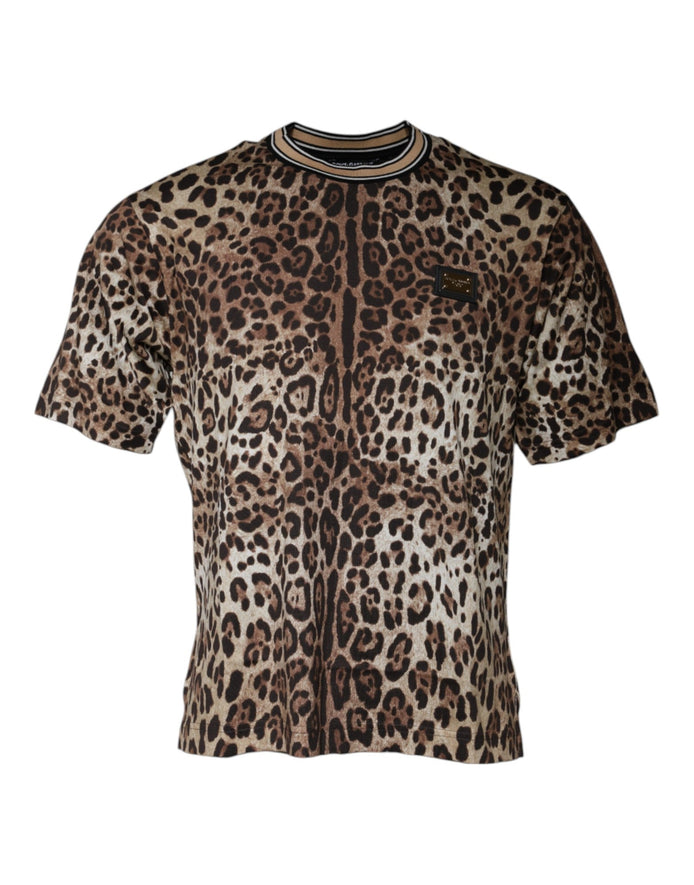 Dolce & Gabbana Brown Leopard Crew Neck Short Sleeve T-shirt Dolce & Gabbana