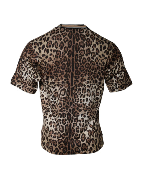 Dolce & Gabbana Brown Leopard Crew Neck Short Sleeve T-shirt Dolce & Gabbana