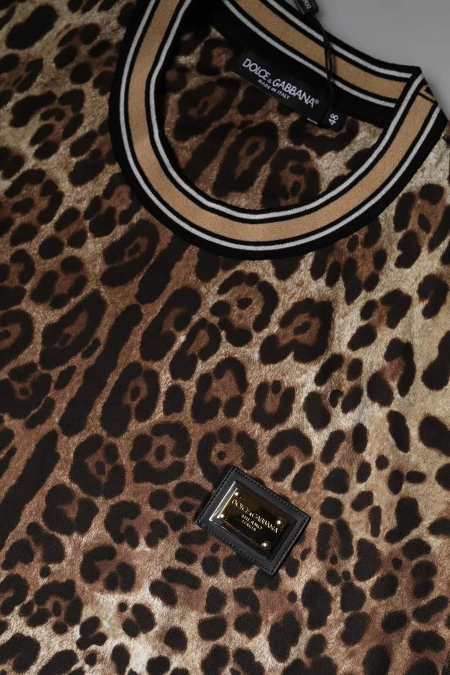 Dolce & Gabbana Brown Leopard Crew Neck Short Sleeve T-shirt Dolce & Gabbana