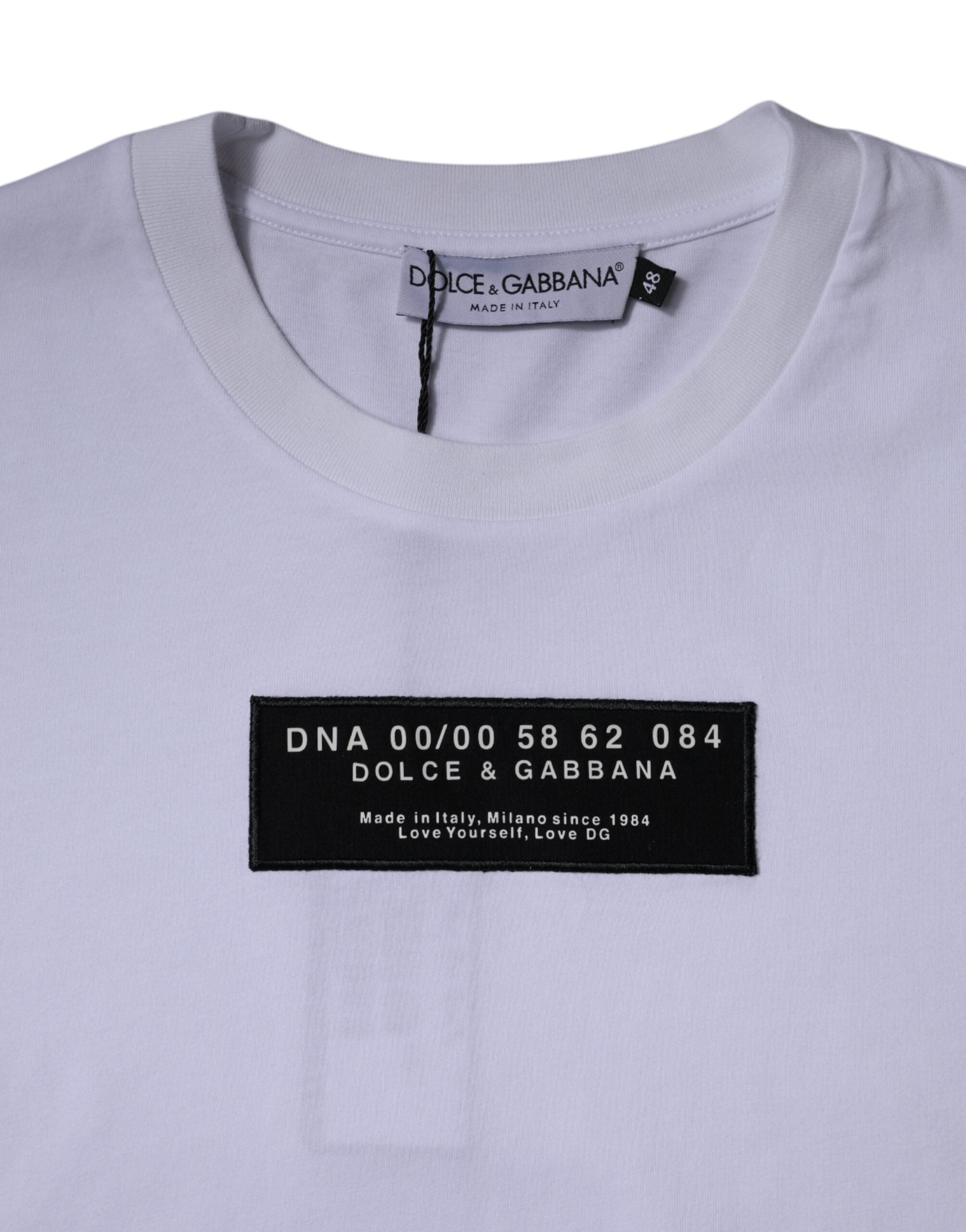 Dolce & Gabbana White Logo Print Cotton Crew Neck T-shirt Dolce & Gabbana