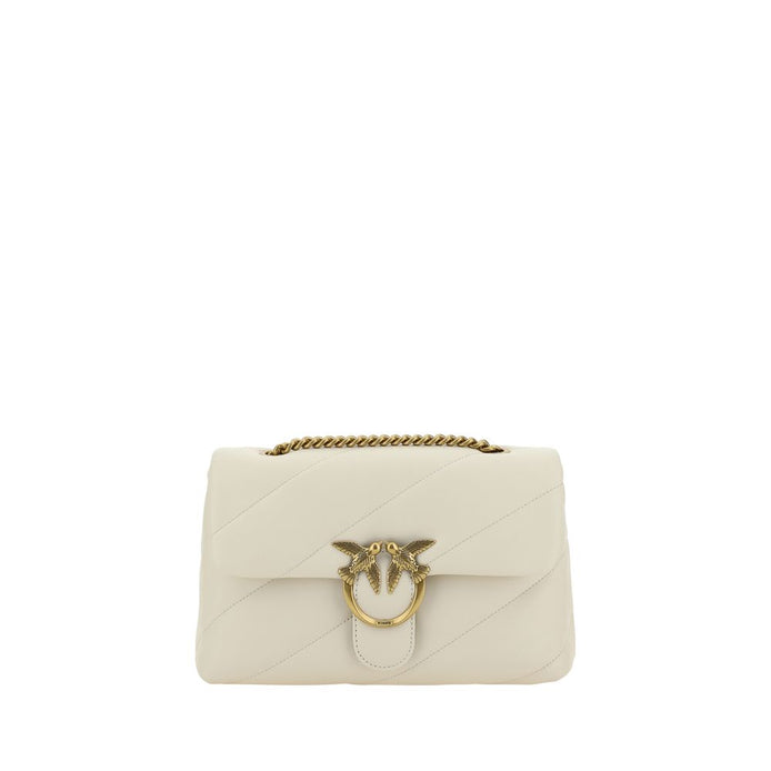 PINKO White Calf Leather Bos Taurus Shoulder Bag PINKO