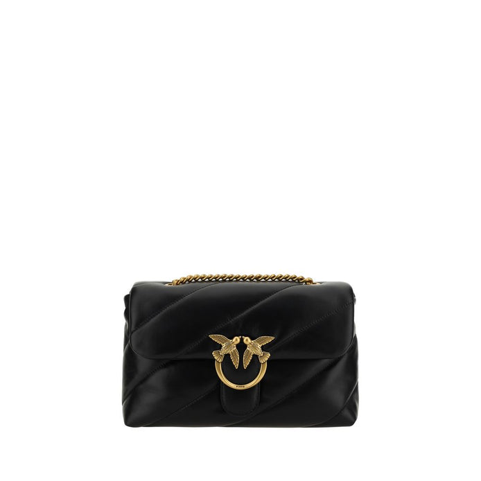 PINKO Black Calf Leather Bos Taurus Shoulder Bag PINKO