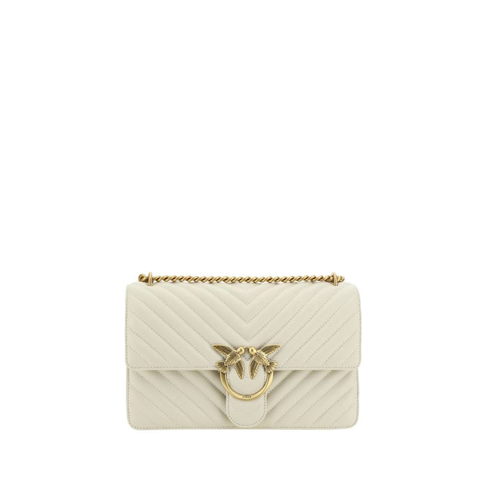 PINKO White Calf Leather Bos Taurus Shoulder Bag PINKO