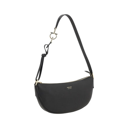 Ferragamo Black Calf Leather Bos Taurus Shoulder Bag Ferragamo