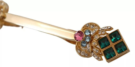 Dolce & Gabbana Gold Plated 925 Sterling Silver Crystal Collar Stop Brooch Dolce & Gabbana