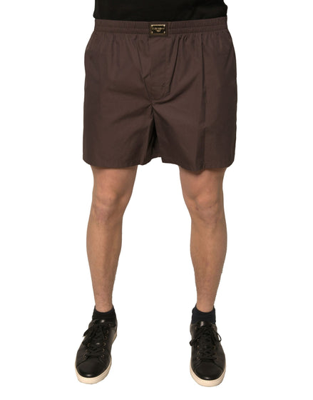 Dolce & Gabbana Brown Cotton Blend Men Mid Waist Shorts Dolce & Gabbana