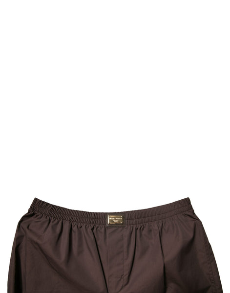 Dolce & Gabbana Brown Cotton Blend Men Mid Waist Shorts Dolce & Gabbana