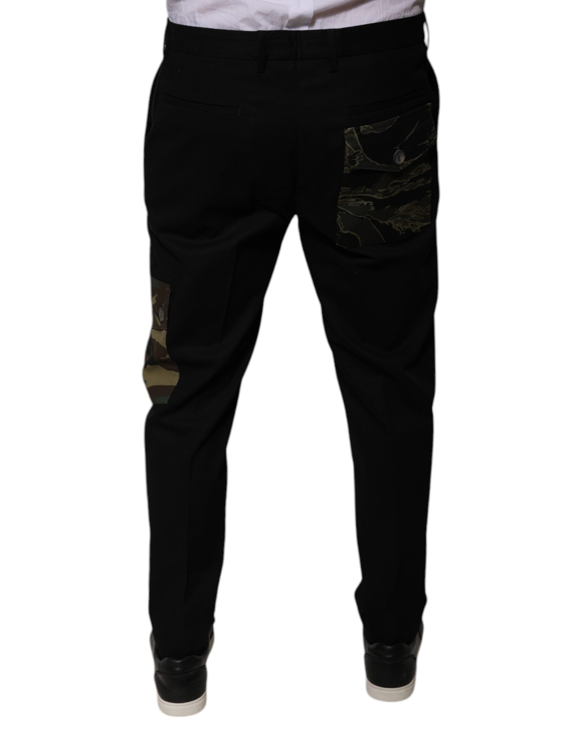 Dolce & Gabbana Black Cotton Men Cargo Casual Pants Dolce & Gabbana