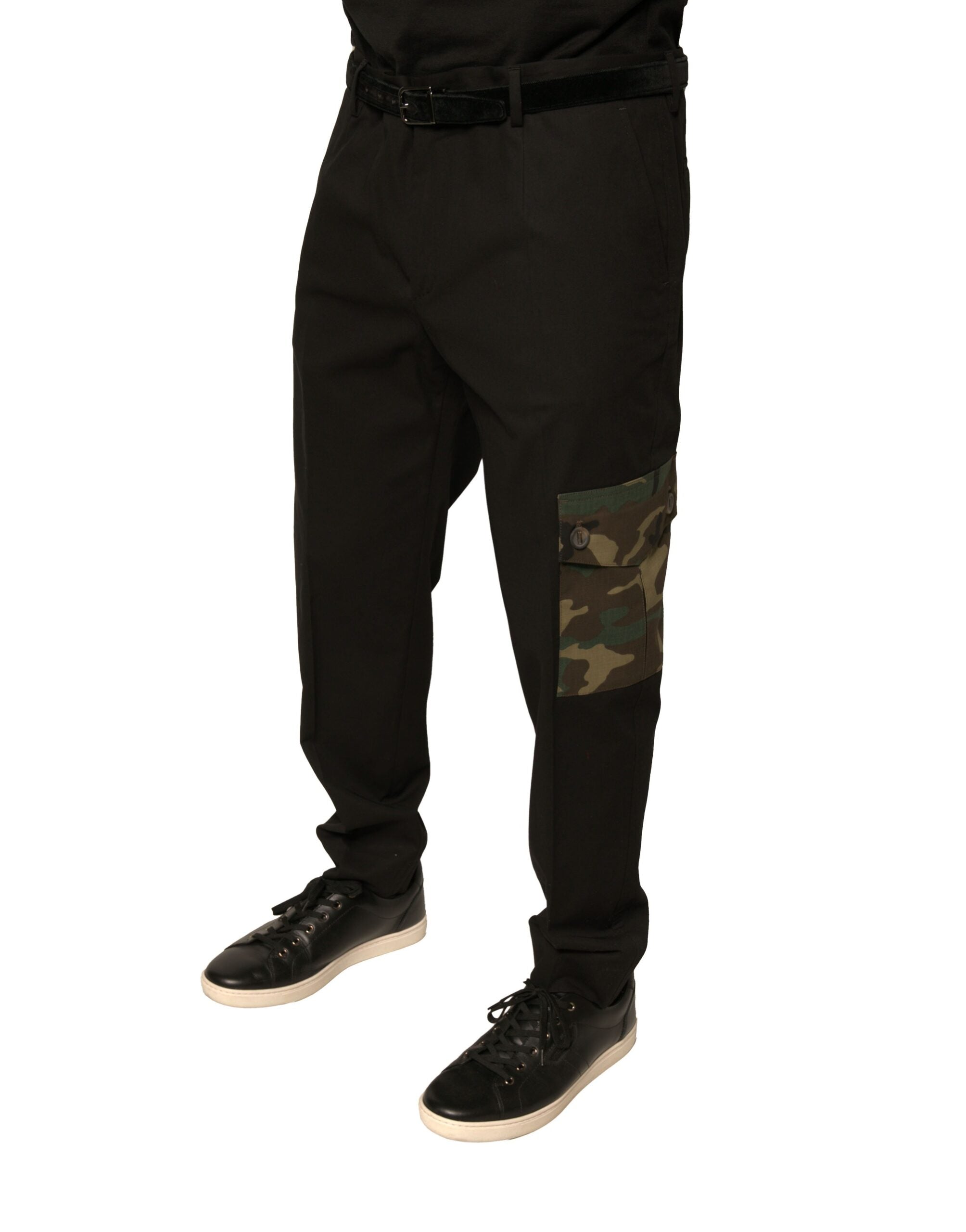 Dolce & Gabbana Black Cotton Men Cargo Casual Pants Dolce & Gabbana