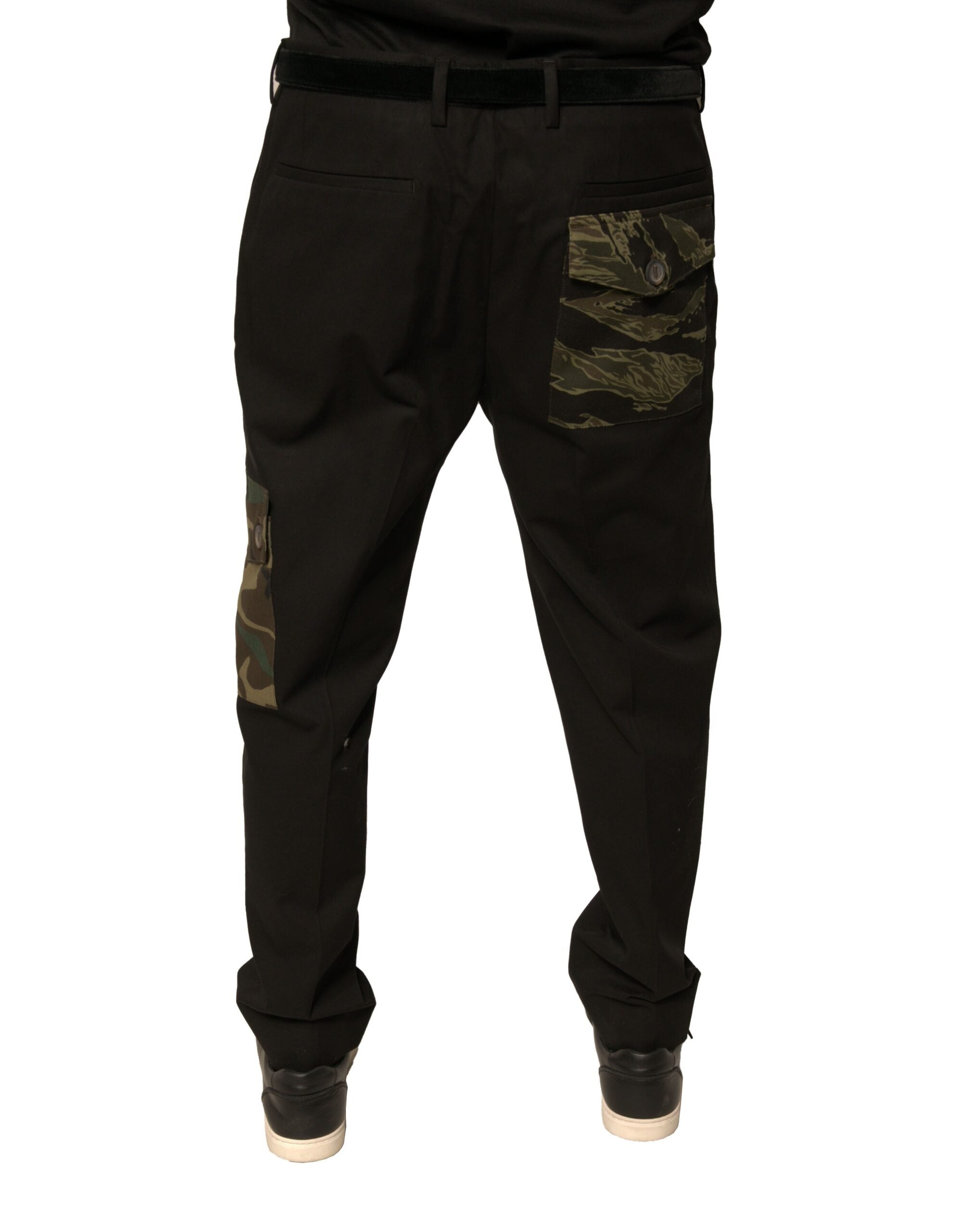 Dolce & Gabbana Black Cotton Men Cargo Casual Pants Dolce & Gabbana