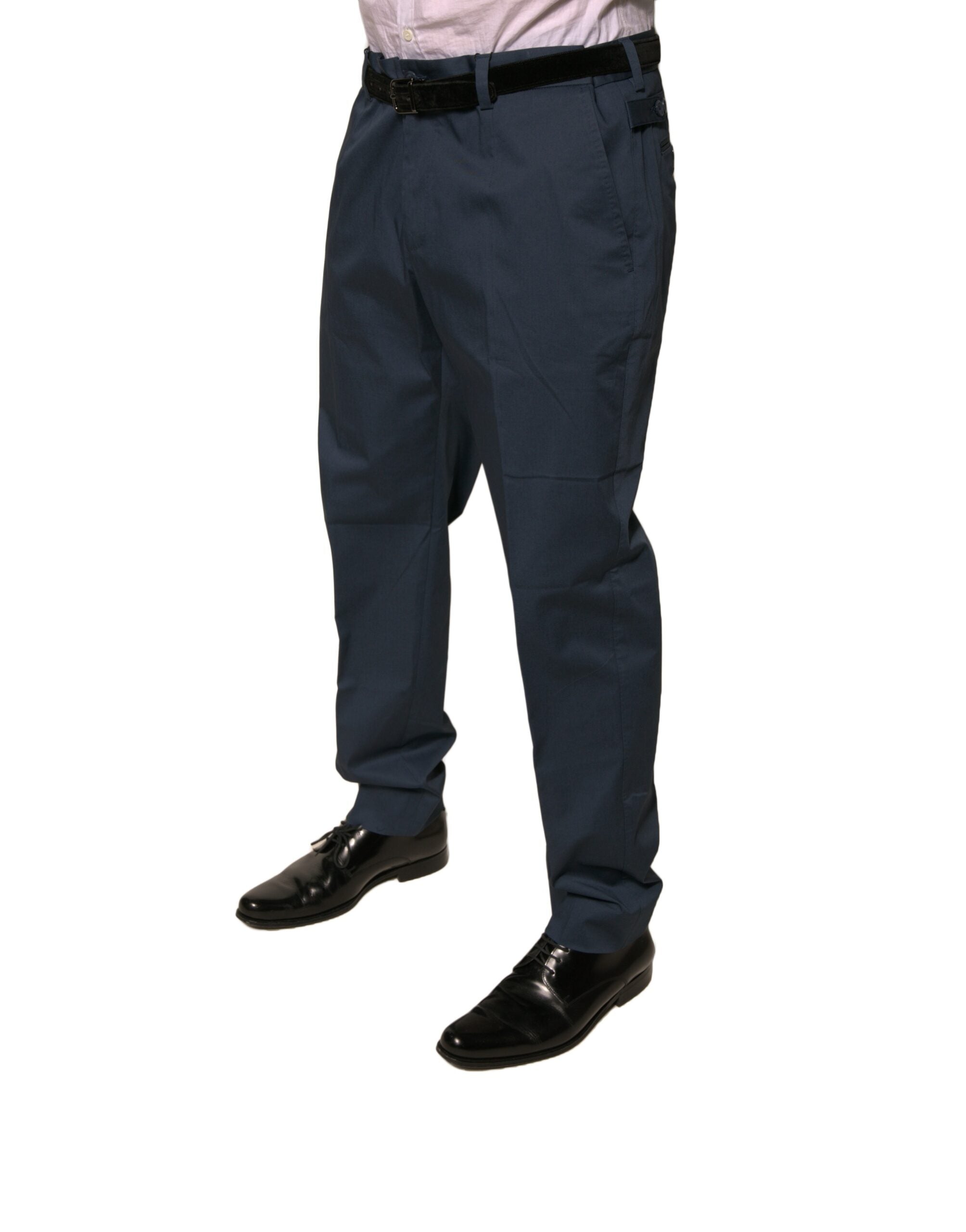 Dolce & Gabbana Dark Blue Cotton Stretch Skinny Men Dress Pants Dolce & Gabbana