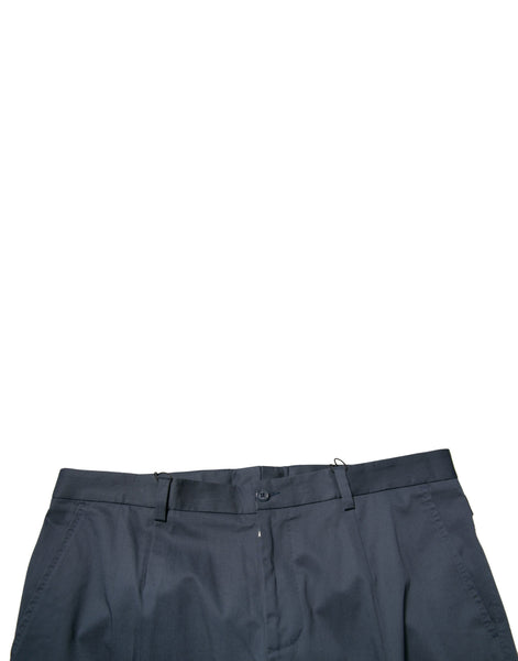 Dolce & Gabbana Dark Blue Cotton Stretch Skinny Men Dress Pants Dolce & Gabbana