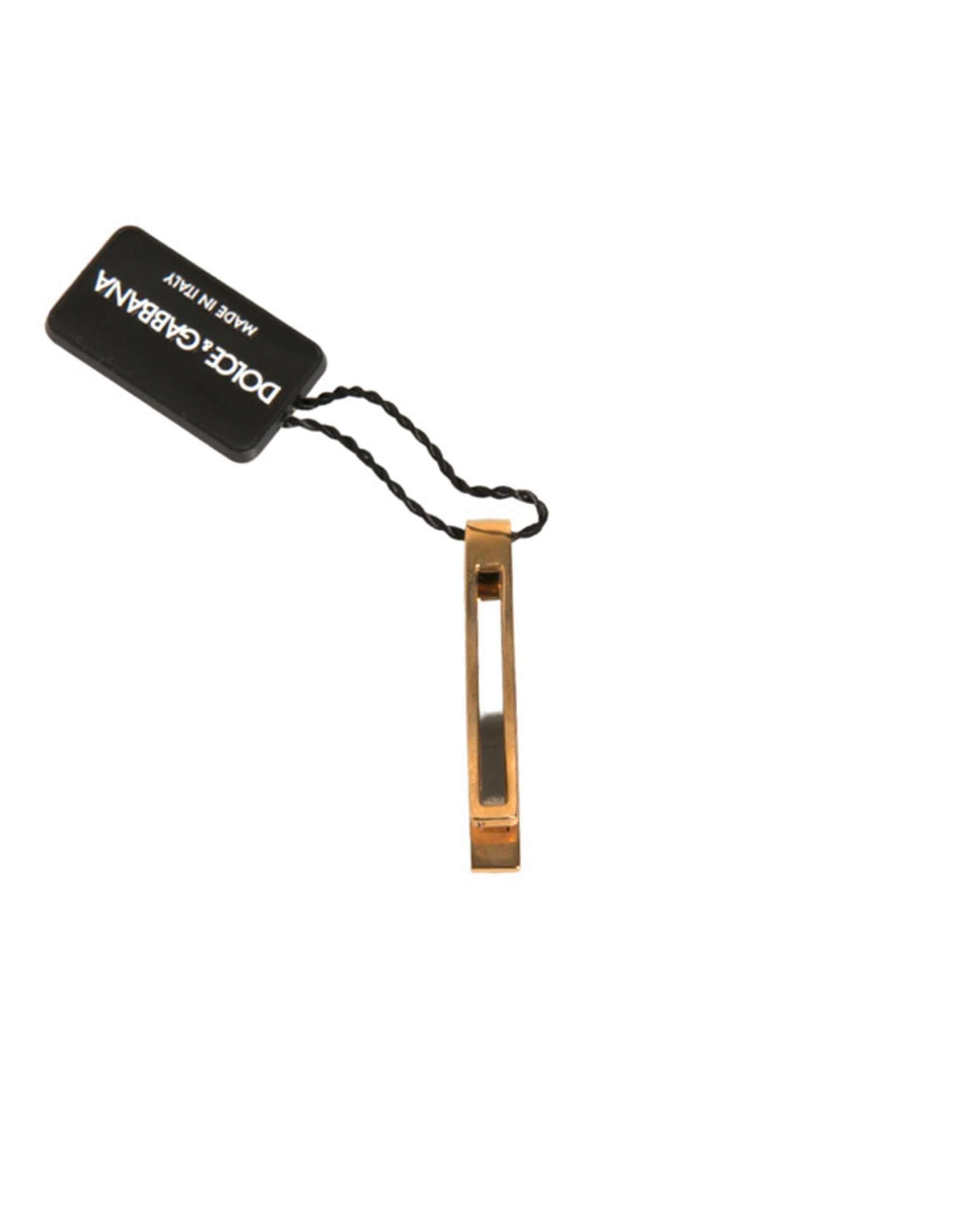 Dolce & Gabbana Gold Tone Brass Crystal Branded Tie Clip Bar Dolce & Gabbana