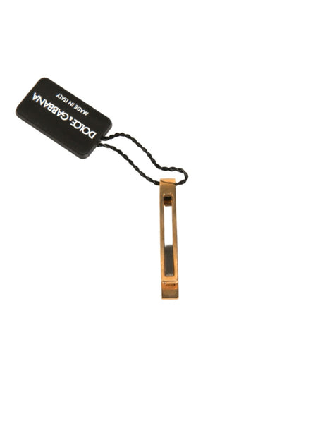 Dolce & Gabbana Gold Tone Brass Crystal Branded Tie Clip Bar Dolce & Gabbana