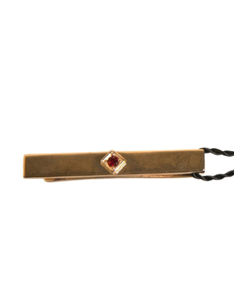 Dolce & Gabbana Gold Tone Brass Crystal Branded Tie Clip Bar Dolce & Gabbana