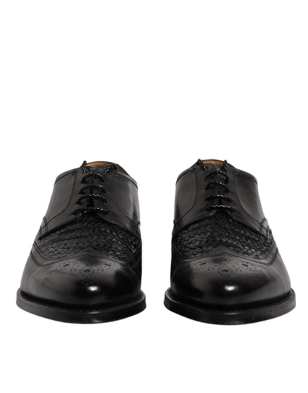 Dolce & Gabbana Black Leather Derby Wingtip Lace Up Formal Dress Shoes Dolce & Gabbana