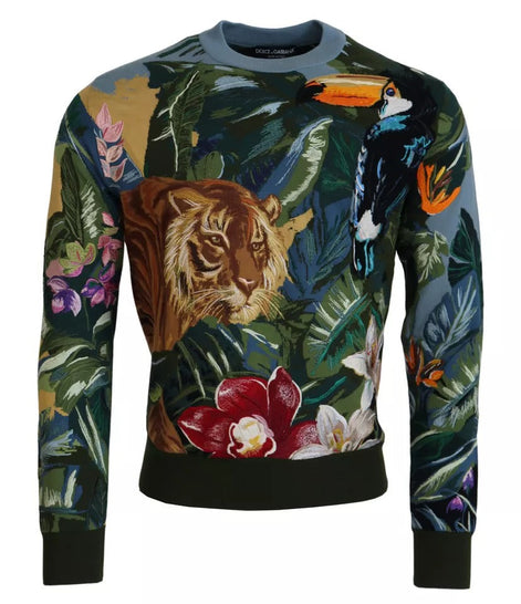 Dolce & Gabbana Jungle Wool Silk Pullover Logo Sweater Dolce & Gabbana