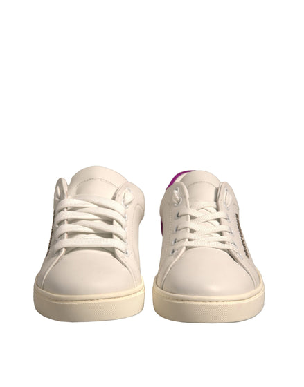 Dolce & Gabbana White Suede Leather Low Top Sneakers Shoes Dolce & Gabbana