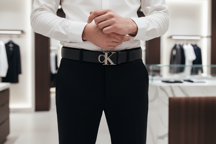 Ceinture classique en cuir noir Calvin Klein Jeans