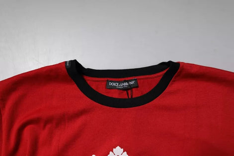 Dolce & Gabbana Red Logo Crown Cotton Crew Neck T-shirt Dolce & Gabbana
